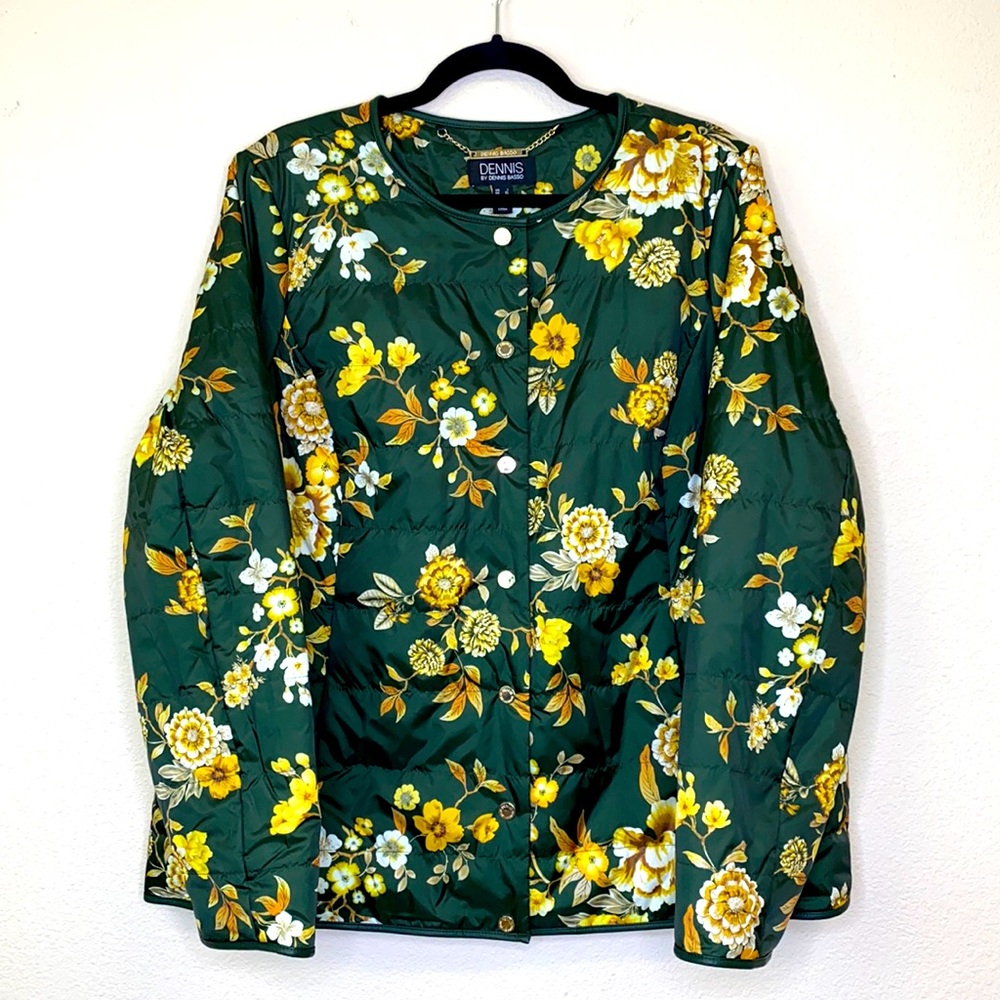 Dennis Basso Quilted Floral Puffer Jacket Size L - Picture 2 of 13